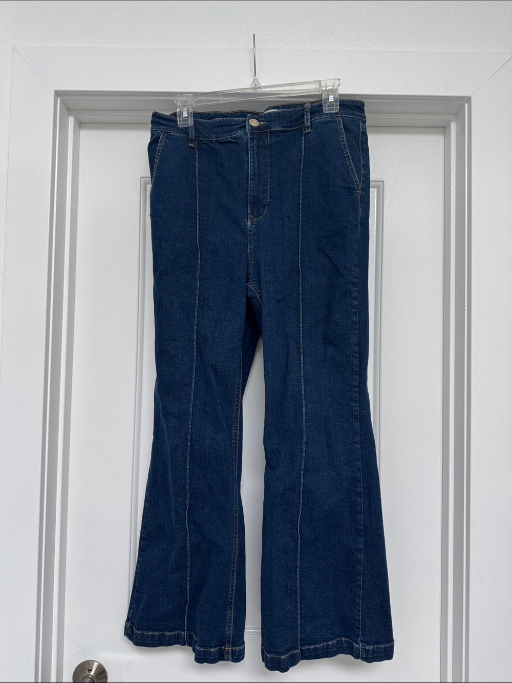 Avec Les Filles Dark Blue High-Rise Flare Jeans